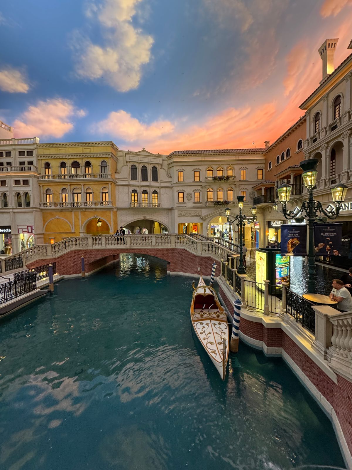 Indoor canal and gondolas at a Las Vegas resort